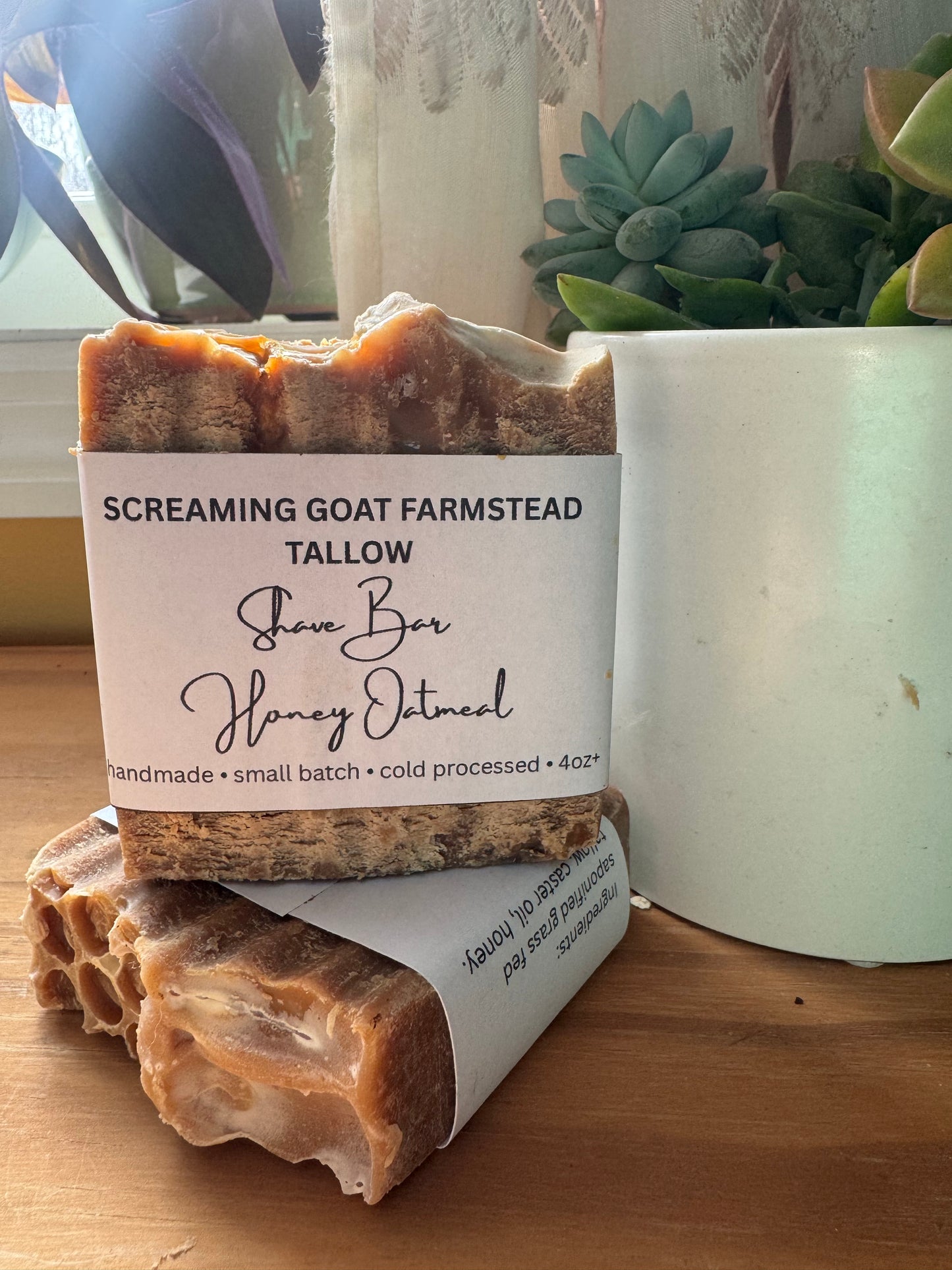 Unscented Honey Oatmeal Tallow Shave Bar
