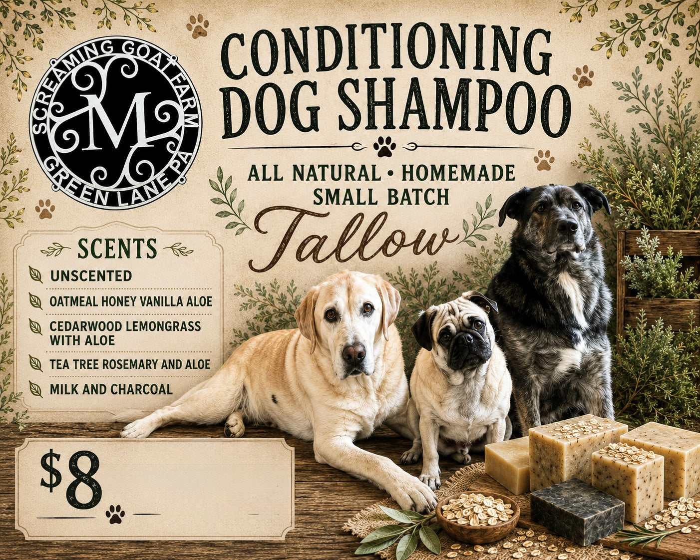 Cedar wood Lemongrass Aloe Conditioning Dog Shampoo Bar (Copy 2)