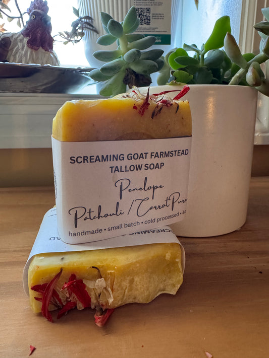Patchouli Carrot Soap – Tallow Bar | Small Batch • Farm Made
