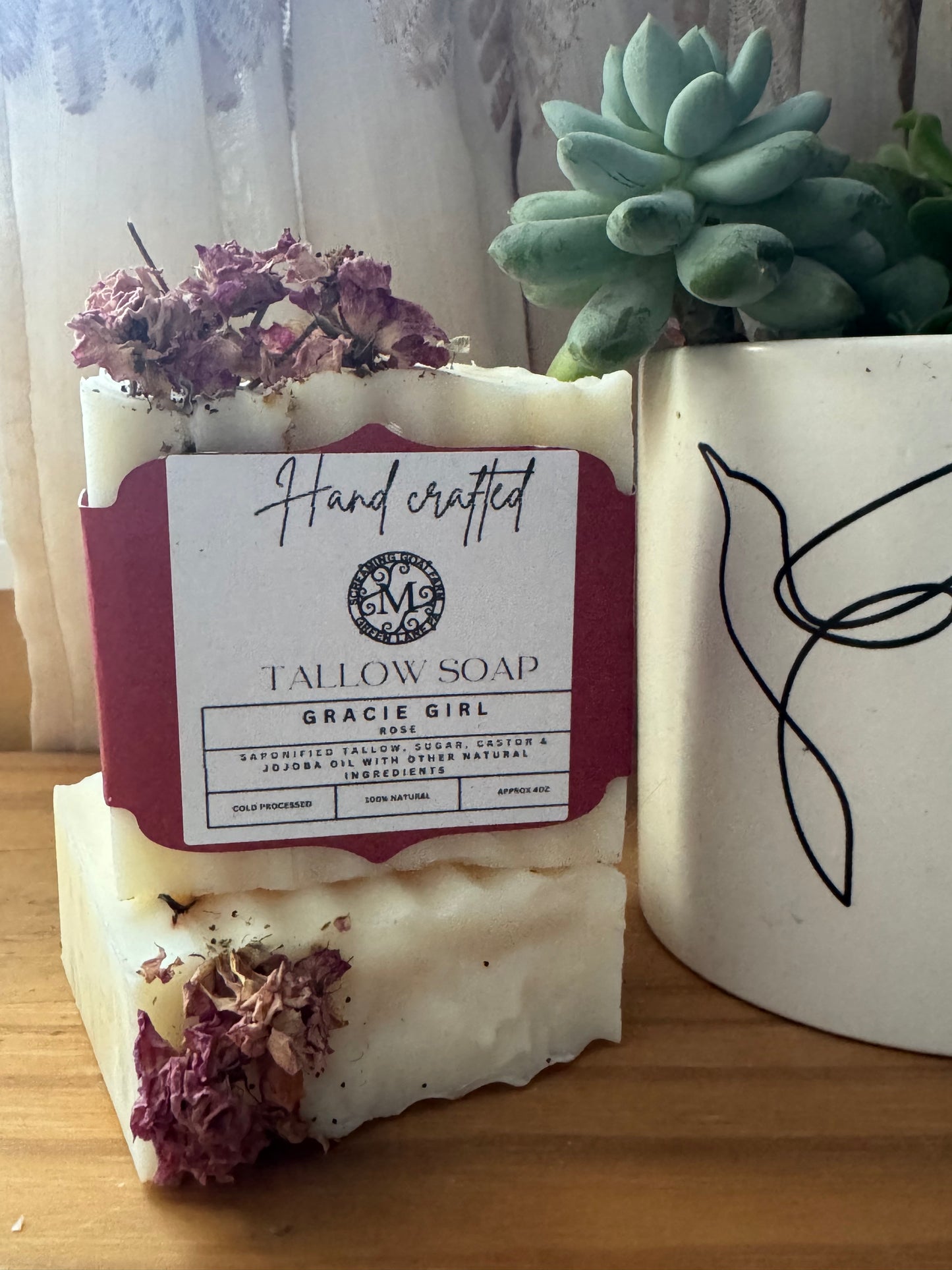 Gracie Girl Rose Tallow Soap Bar