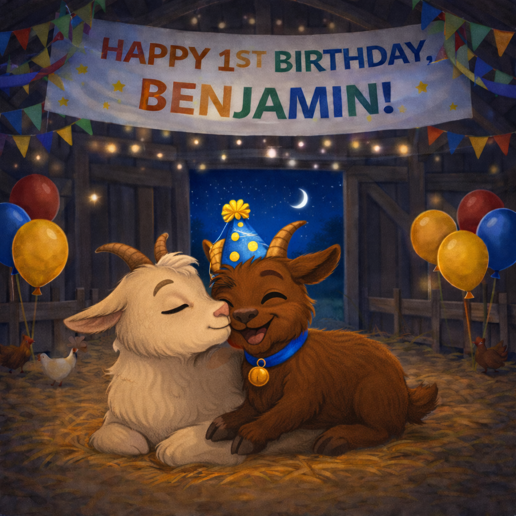 Benjamin The Bouncy Goat's: First Birthday