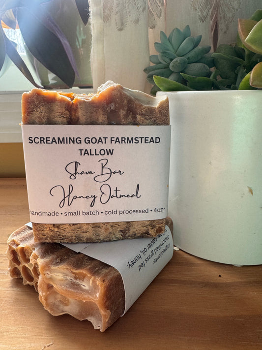 Unscented Honey Oatmeal Tallow Shave Bar
